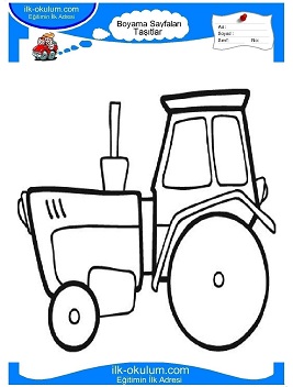 Çocuklar İçin Traktör Boyama Sayfaları 